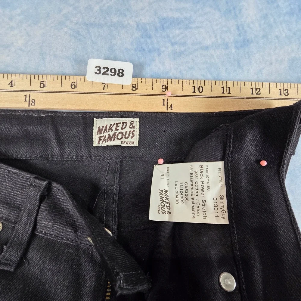 Naked & Famous Skinny Guy Black Power Stretch Denim Jeans Mens 31 013011
